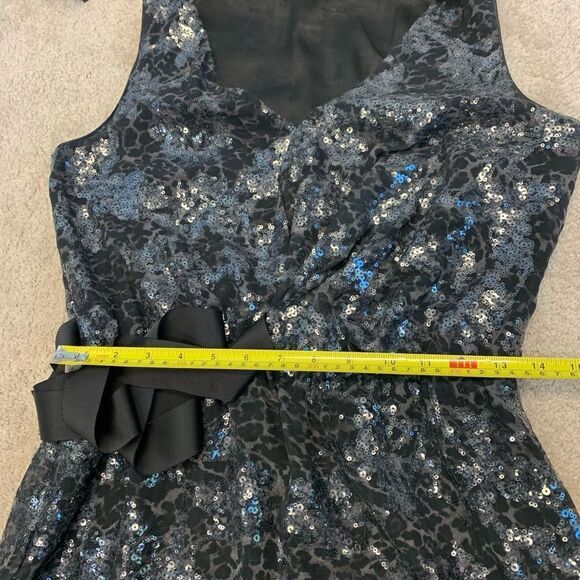 Elie Tahari Brown black sequin leopard print sleeveless cocktail dress Sz 10 - Picture 11 of 13